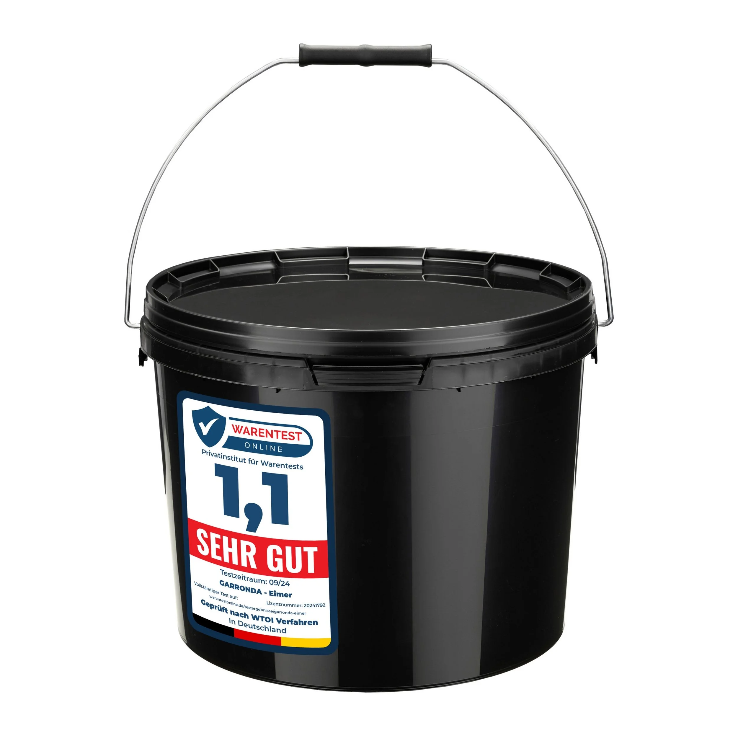 GARRONDA Putzeimer mit Deckel – Schwarz GD-0104, 10 L • lebensmittelecht & auslaufsicher